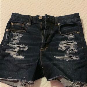American Eagle Black Jean Shorts Distressed Design